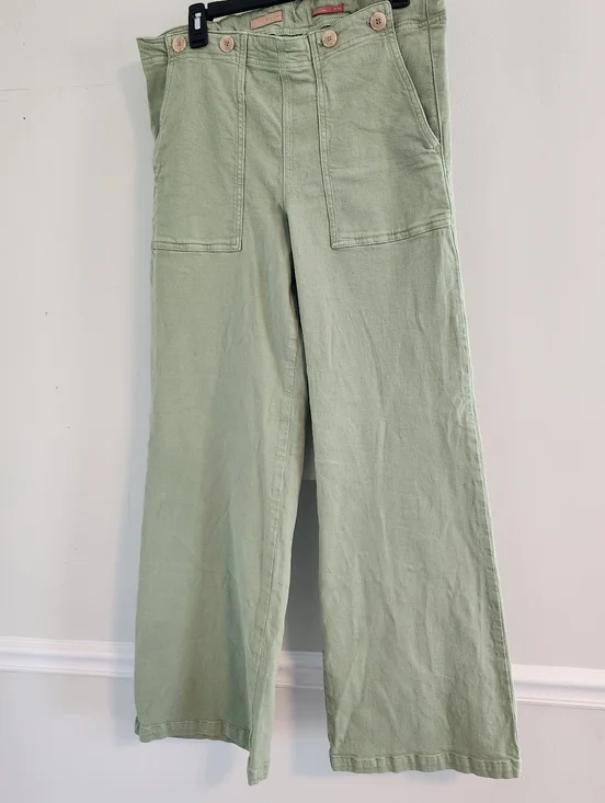 Pilcro Anthropilogie Kit High-Rise Wide-Leg Utility Trousers Sage Green 32 Tall - Picture 7 of 16
